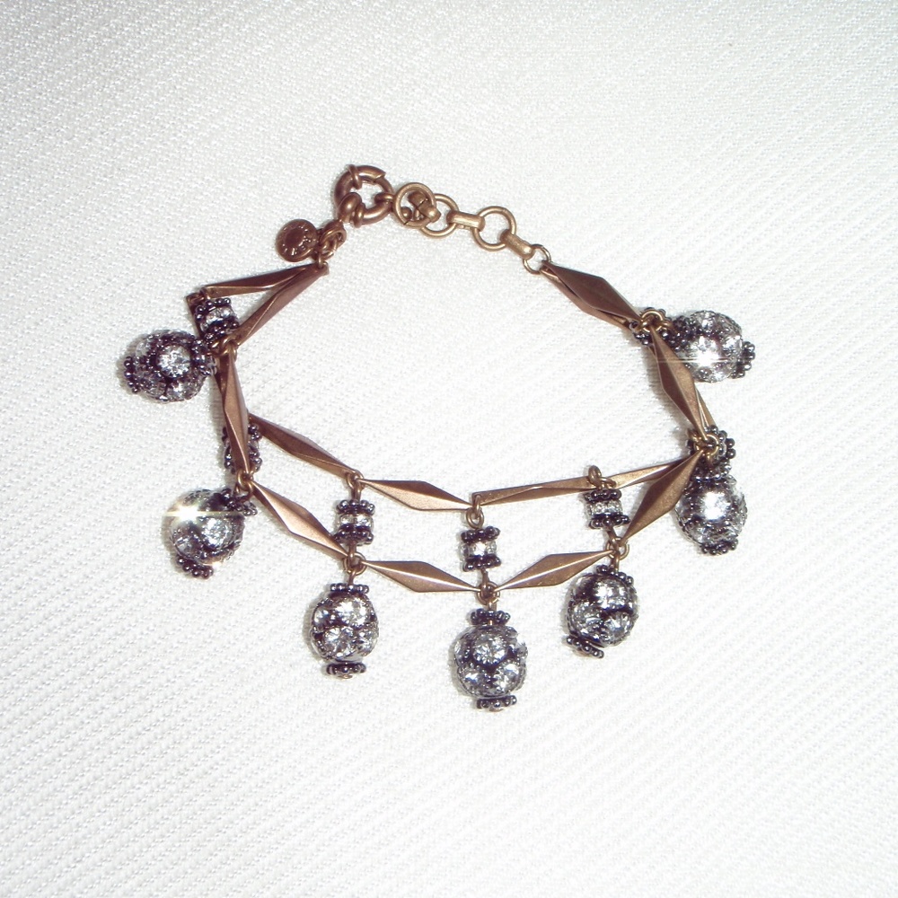 J Crew Rhinestone Orb Goldtone Bracelet